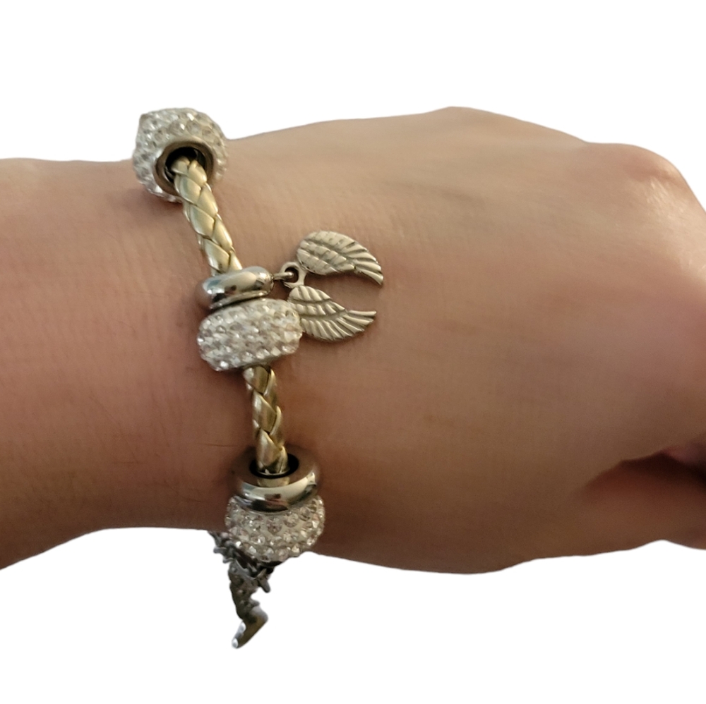 Steel By Design Charm Bracelet Angel Wings